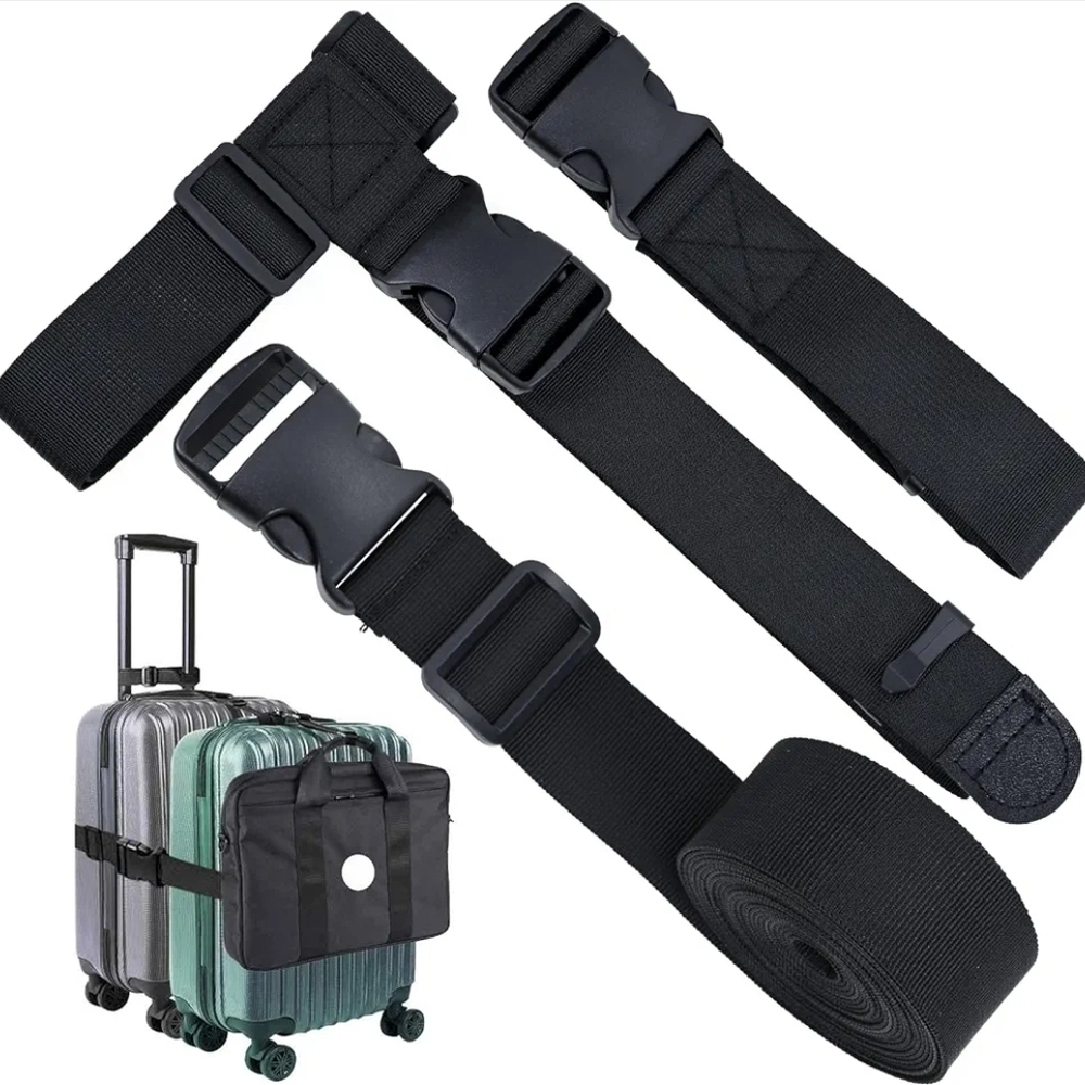 Luggage Strap - Heavy Duty Adjustable Suitcase Belt - Travel Accessory for 3 pcs